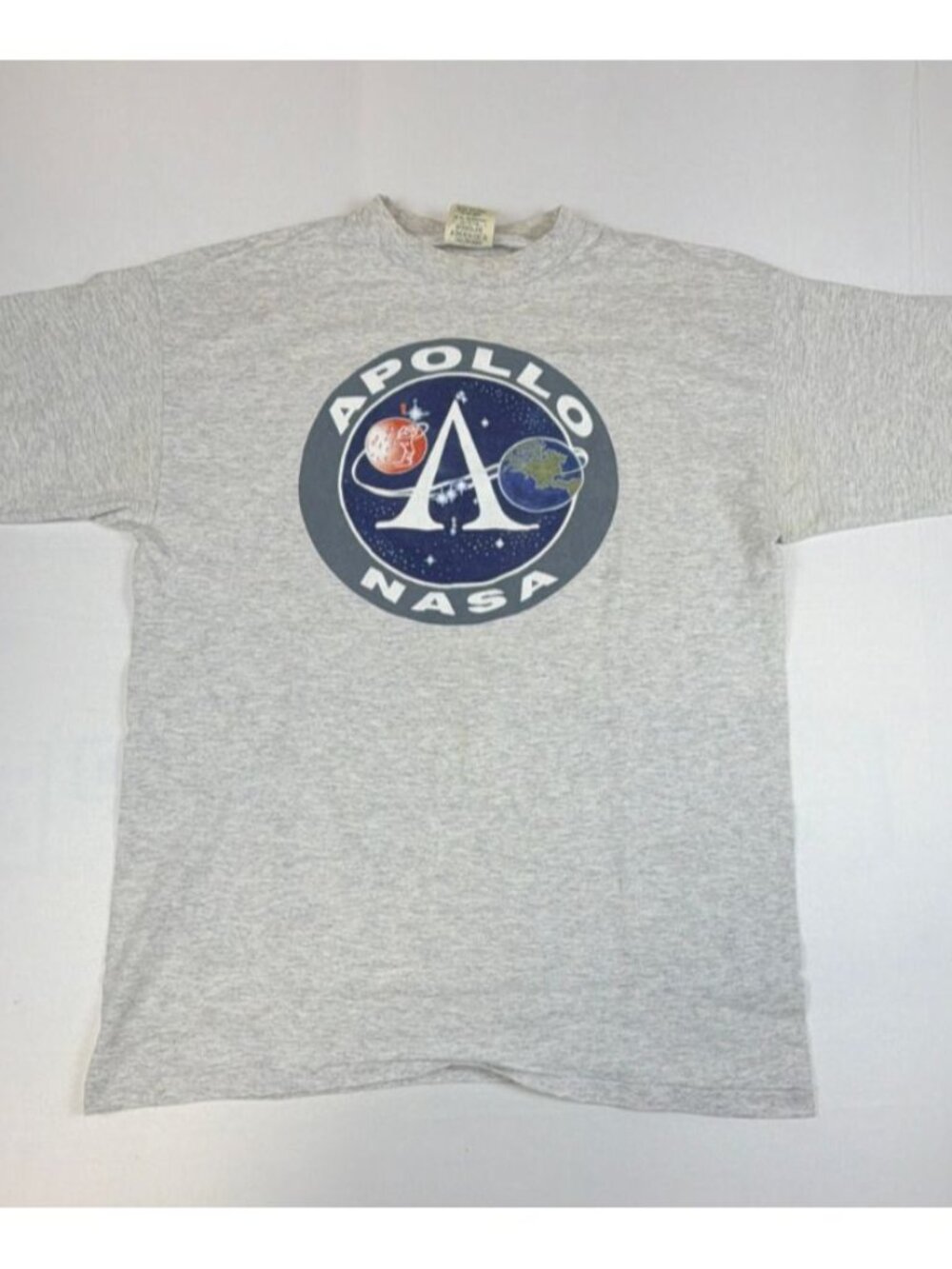 NASA Apollo Missions T Shirt Men Large Grey Space History Made in USA Vintage 90